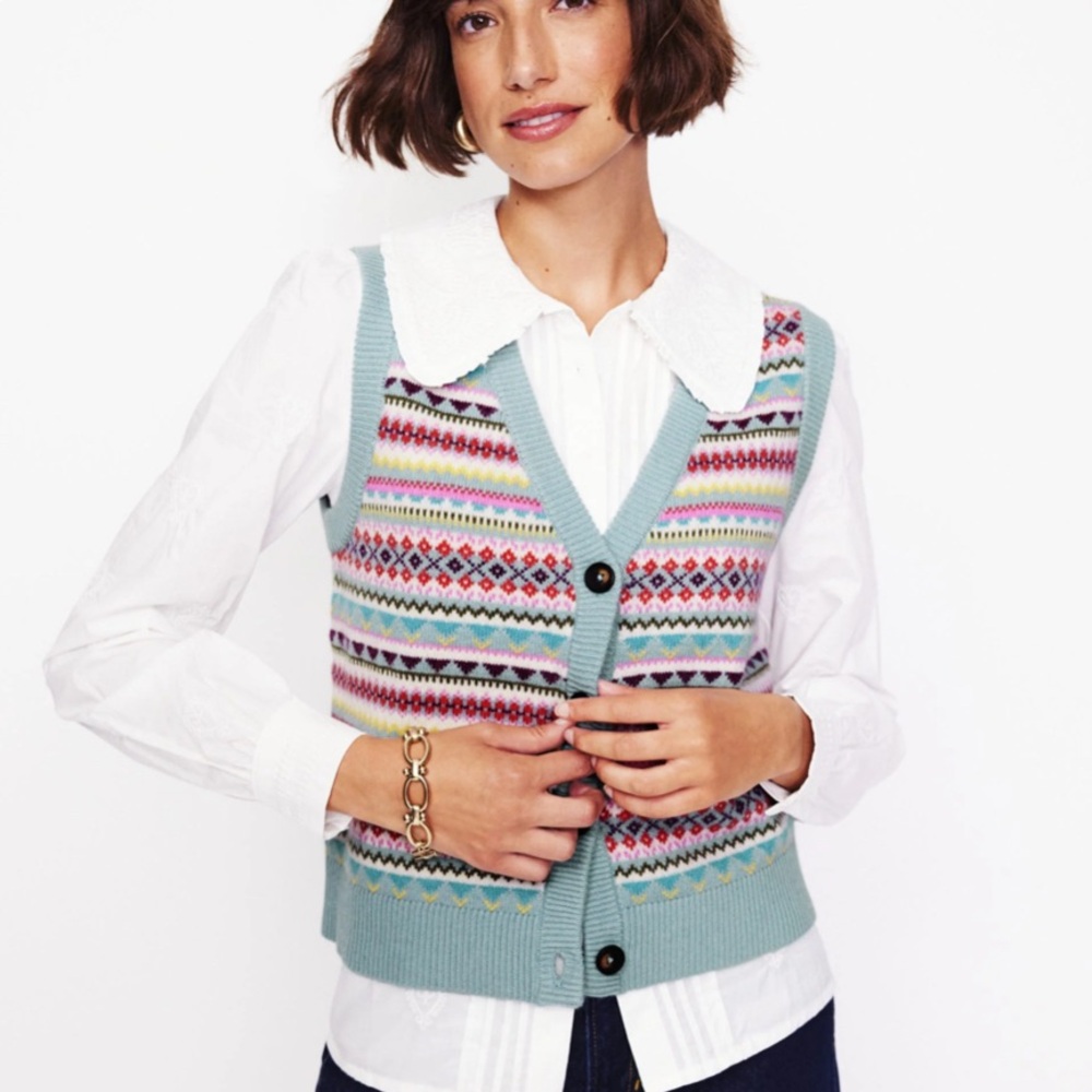 Boden Fair Isle Edie Sweater Vest Size Small